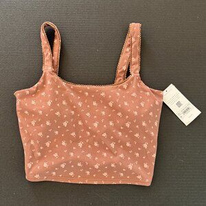 Altar'd State Revival Brown All Set Floral Sports Bra Crop Top
